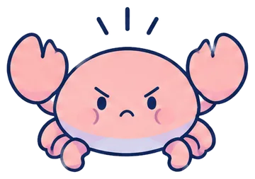 ハサミを上げて「だめ」と止める蟹ちゃん
